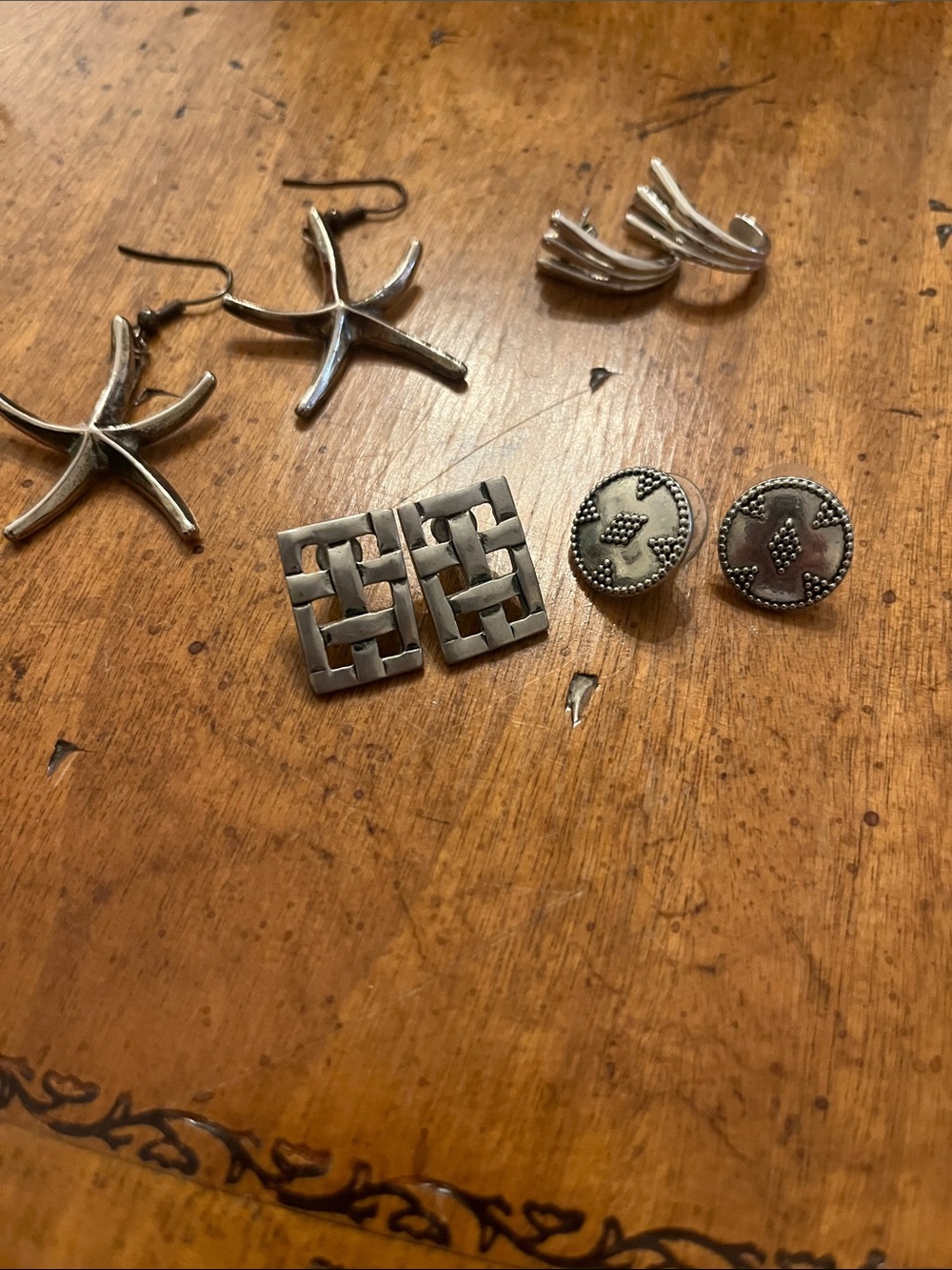 Silver toned earrings - 4 pairs